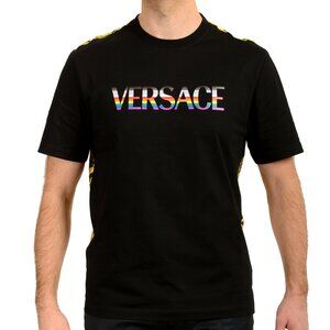 Versace Men's Barocco Pride Print Multi-Color Short Sleeve T-Shirt US S IT 48